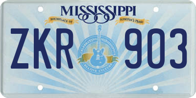 MS license plate ZKR903