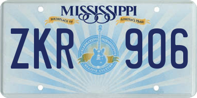 MS license plate ZKR906