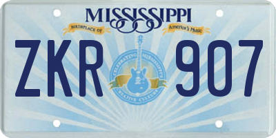 MS license plate ZKR907