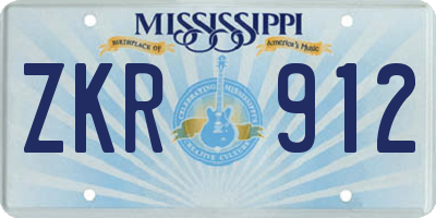 MS license plate ZKR912