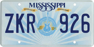 MS license plate ZKR926