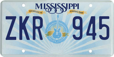 MS license plate ZKR945