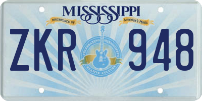 MS license plate ZKR948