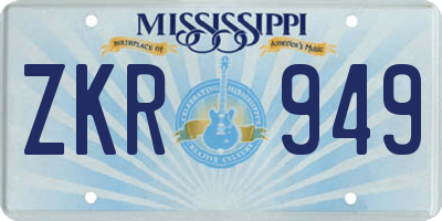 MS license plate ZKR949