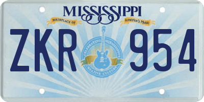 MS license plate ZKR954