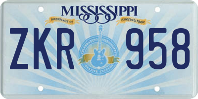 MS license plate ZKR958