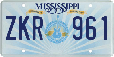 MS license plate ZKR961