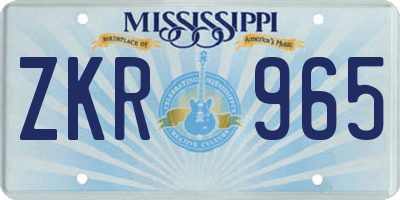 MS license plate ZKR965