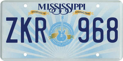 MS license plate ZKR968