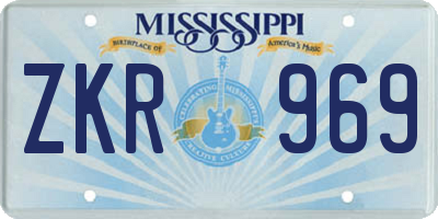 MS license plate ZKR969