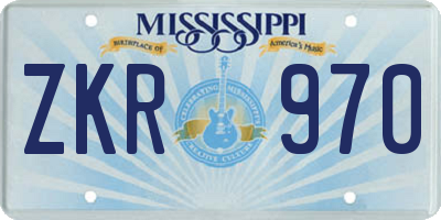 MS license plate ZKR970