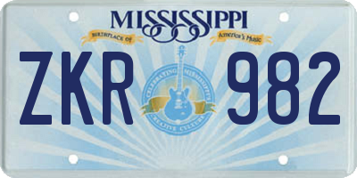 MS license plate ZKR982