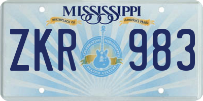 MS license plate ZKR983