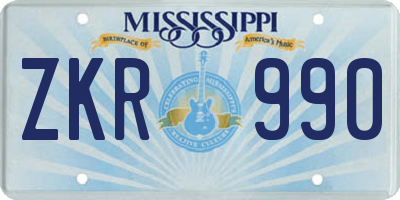 MS license plate ZKR990