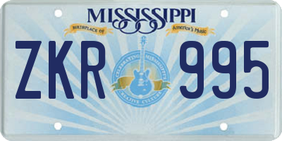 MS license plate ZKR995