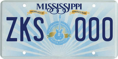 MS license plate ZKS000
