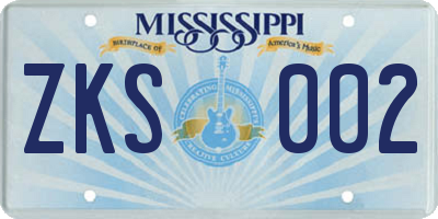 MS license plate ZKS002
