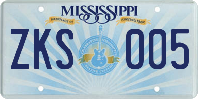 MS license plate ZKS005