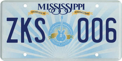 MS license plate ZKS006