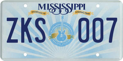 MS license plate ZKS007