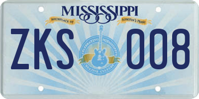 MS license plate ZKS008