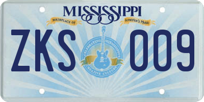 MS license plate ZKS009