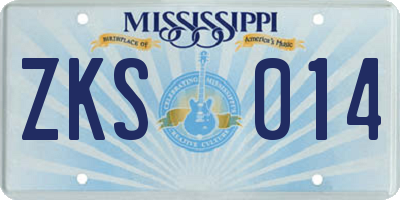 MS license plate ZKS014