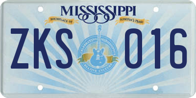 MS license plate ZKS016