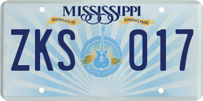MS license plate ZKS017