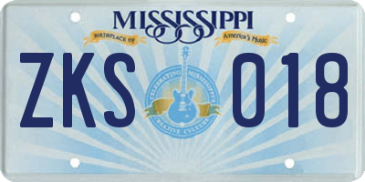 MS license plate ZKS018