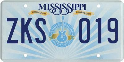 MS license plate ZKS019