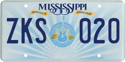 MS license plate ZKS020