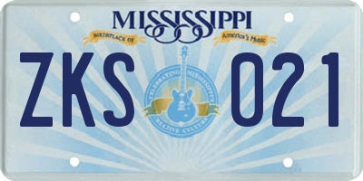 MS license plate ZKS021