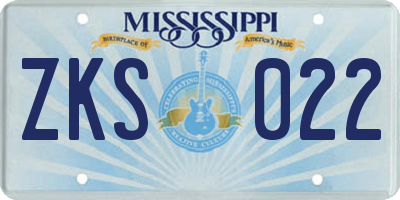 MS license plate ZKS022
