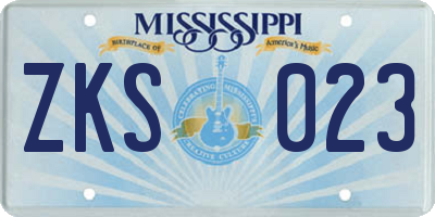 MS license plate ZKS023