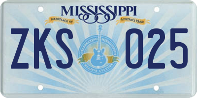 MS license plate ZKS025