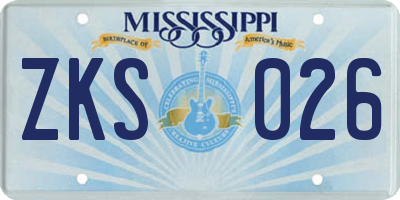 MS license plate ZKS026