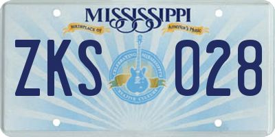 MS license plate ZKS028