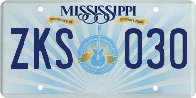 MS license plate ZKS030