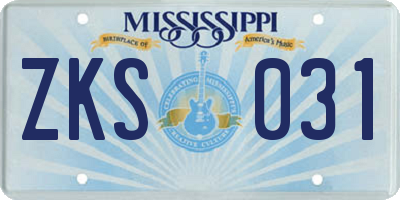 MS license plate ZKS031