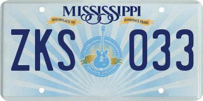 MS license plate ZKS033