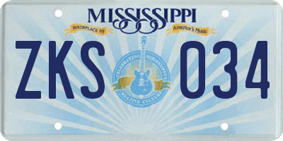MS license plate ZKS034