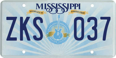 MS license plate ZKS037