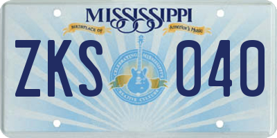 MS license plate ZKS040