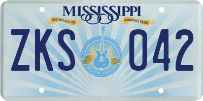 MS license plate ZKS042