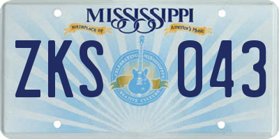 MS license plate ZKS043