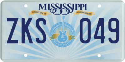 MS license plate ZKS049