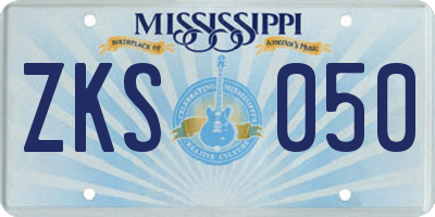 MS license plate ZKS050