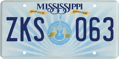 MS license plate ZKS063