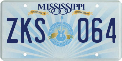 MS license plate ZKS064